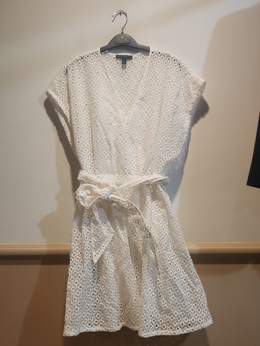 Banana Republic White Eyelet Dress with Waist Tie
